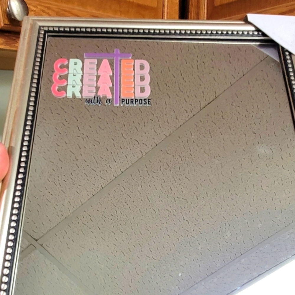 Handmade Decorative Mirror with Beaded Frame 8x10 Made With A Purpose Vinyl Deco